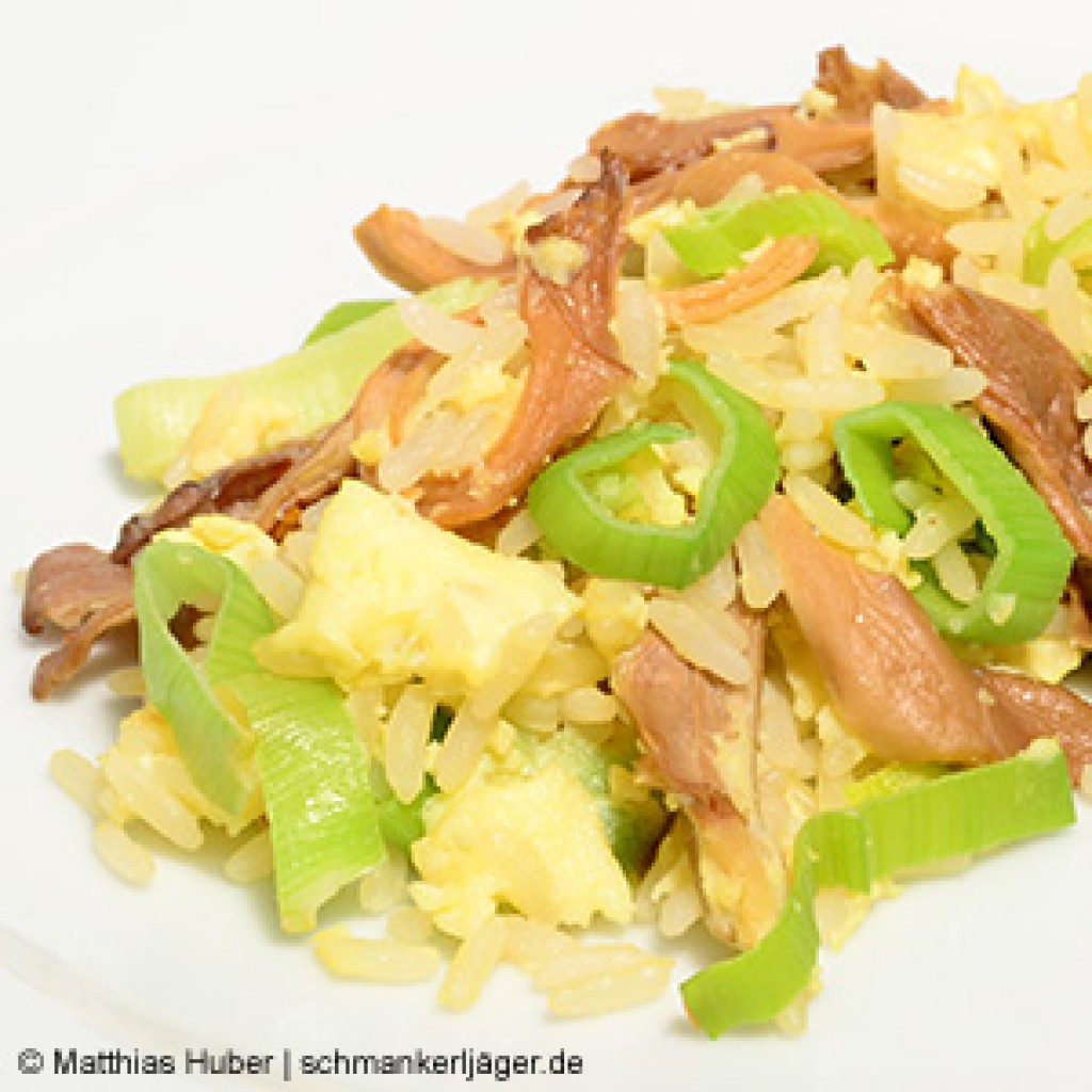 Getrocknete Austernpilze von Pilze Wohlrab mit Reis, Lauch & Ei